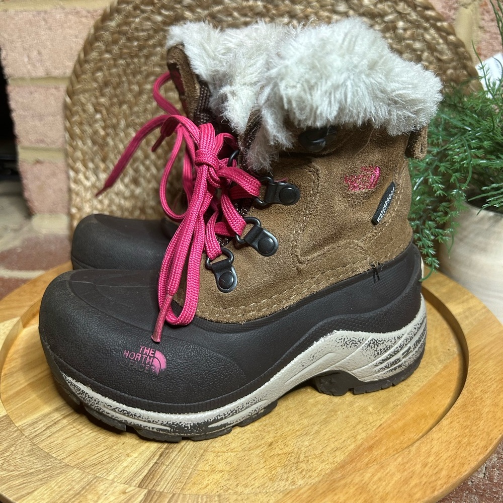 The North Face Kids' Brown and Pink Winter Boots